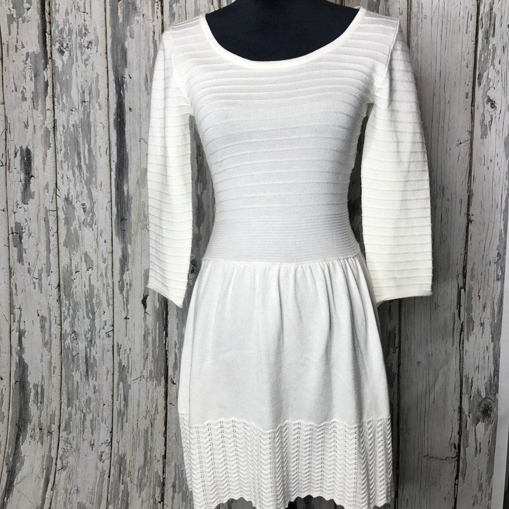 Sequin Hearts Crochet cream dress